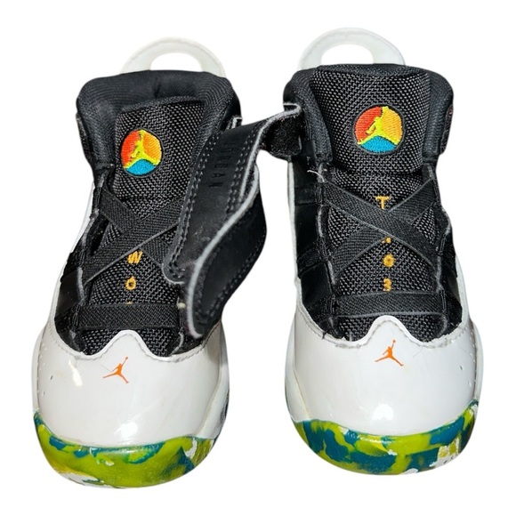 Jordan 6 rings toddler Black & White High-Top Sneakers Neon Accents size 9C - Picture 2 of 8